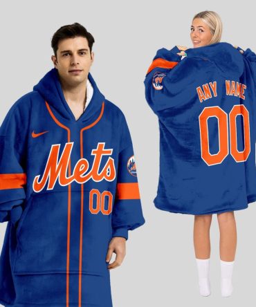 New York Mets Mlb Design Blanket Hoodie Custom Name And Number