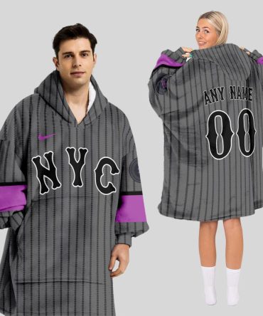New York Mets Mlb Design Blanket Hoodie Custom Name And Number