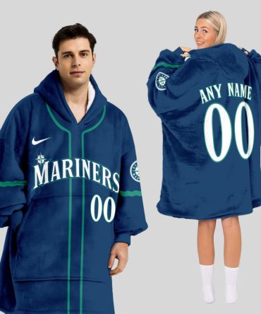 Seattle Mariners Mlb Design Blanket Hoodie Custom Name And Number
