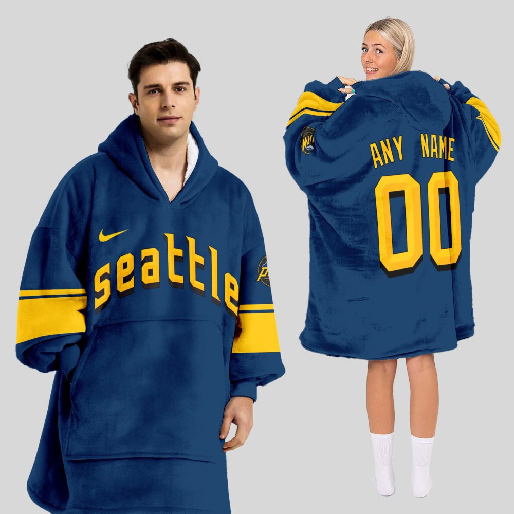 Seattle Mariners Mlb Design Blanket Hoodie Custom Name And Number