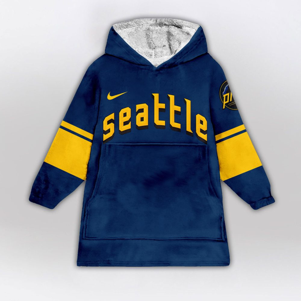Seattle Mariners Mlb Design Blanket Hoodie Custom Name And Number - Image 2