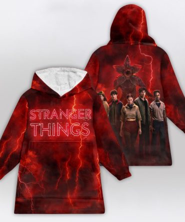 Stranger Red Lightning Unisex Blanket Hoodie