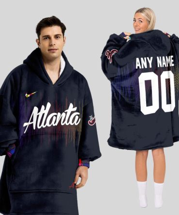 Atlanta Braves Mlb Design Blanket Hoodie Custom Name And Number