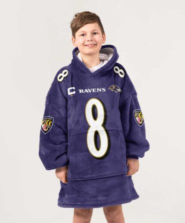 Captain L.J 8 Baltimore Football Unisex Blanket Hoodie