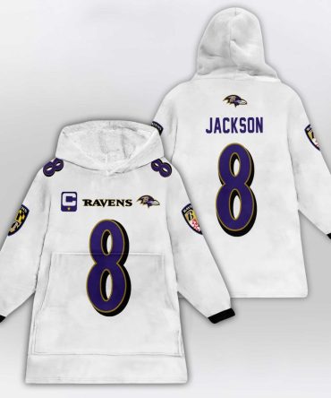 L.J 8 Baltimore Football X Football Unisex Blanket Hoodie