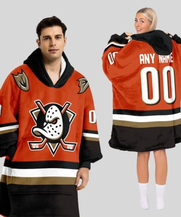 Anaheim Ducks Blanket Hoodie Custom Name And Number