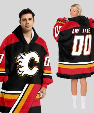 Calgary Flames Blanket Hoodie Custom Name And Number