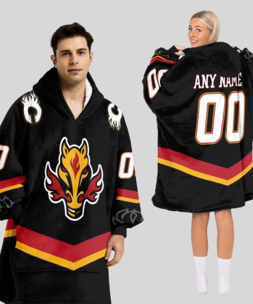 Calgary Flames Blanket Hoodie Custom Name And Number