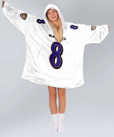 Captain L.J 8 Baltimore Football Unisex Blanket Hoodie