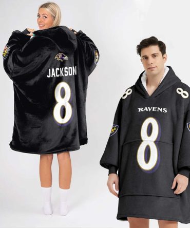 Captain L.J 8 Baltimore Football Unisex Blanket Hoodie