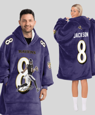 Captain L.J 8 Baltimore Football Unisex Blanket Hoodie