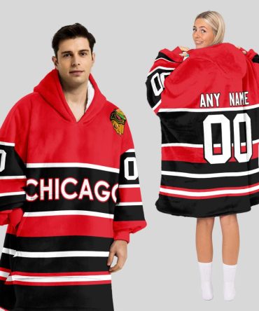 Chicago Blackhawks Blanket Hoodie Custom Name And Number