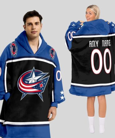 Columbus Blue Jackets Blanket Hoodie Custom Name And Number