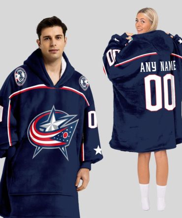 Columbus Blue Jackets Blanket Hoodie Custom Name And Number