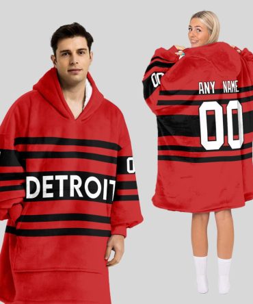 Detroit Red Wings Blanket Hoodie Custom Name And Number