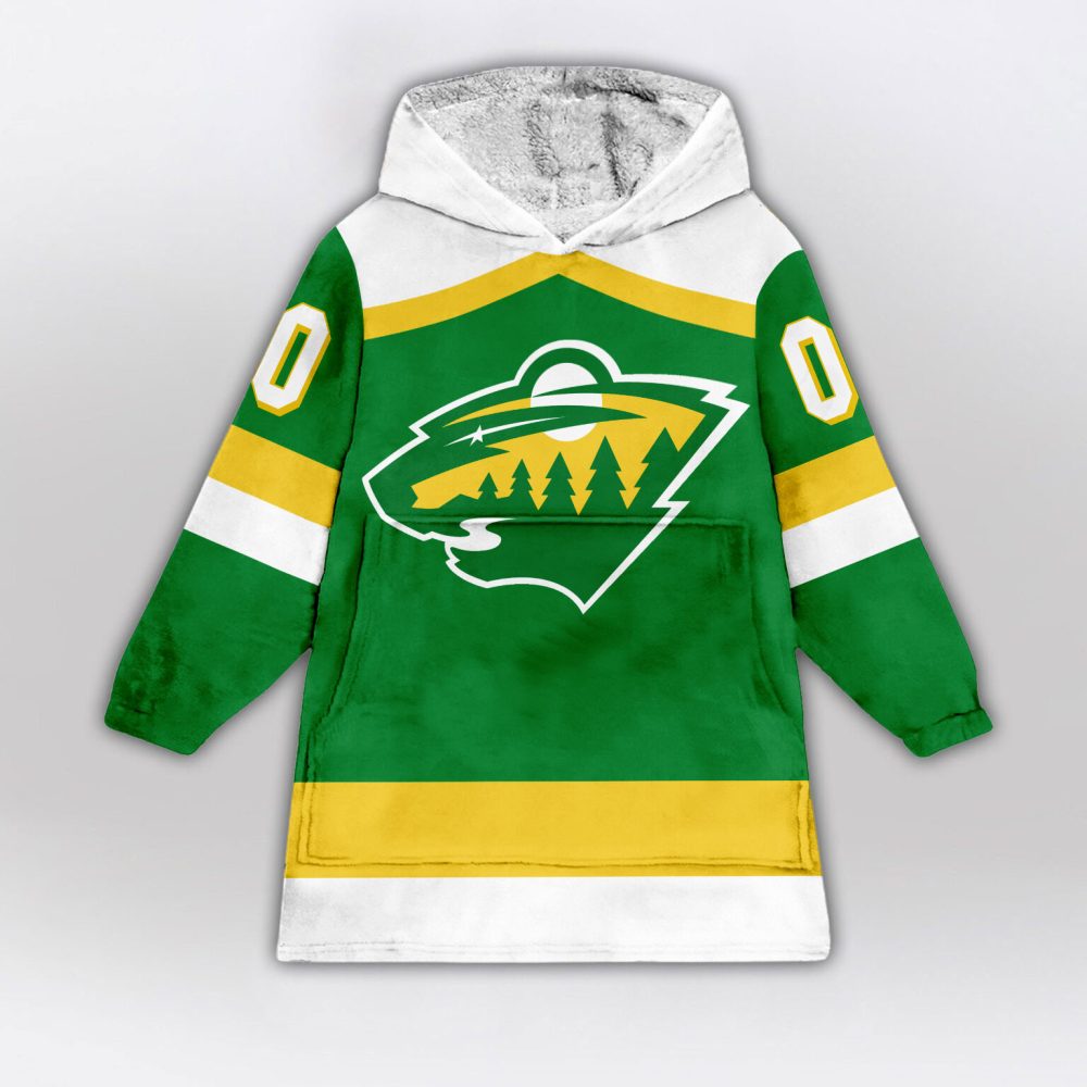 Minnesota Wild Blanket Hoodie Custom Name And Number - Image 2