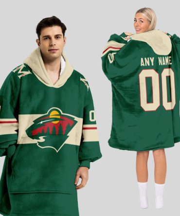 Minnesota Wild Blanket Hoodie Custom Name And Number
