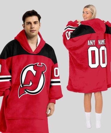 New Jersey Devils Blanket Hoodie Custom Name And Number