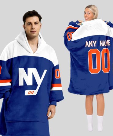 New York Islanders Blanket Hoodie Custom Name And Number