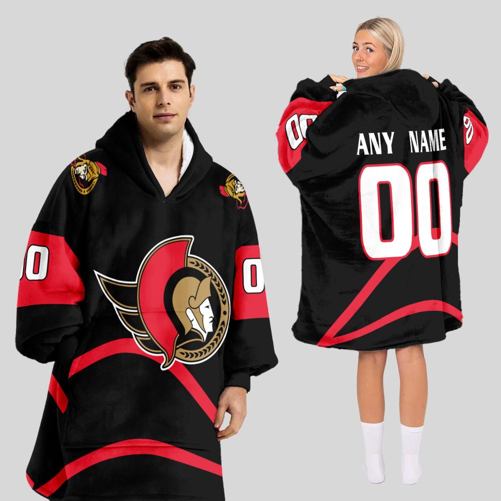 Ottawa Senators Blanket Hoodie Custom Name And Number