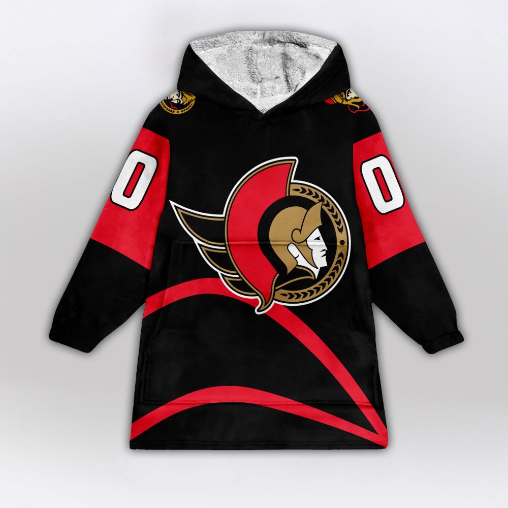 Ottawa Senators Blanket Hoodie Custom Name And Number - Image 2