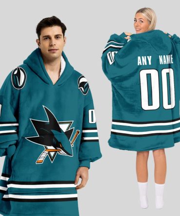 San Jose Sharks Blanket Hoodie Custom Name And Number