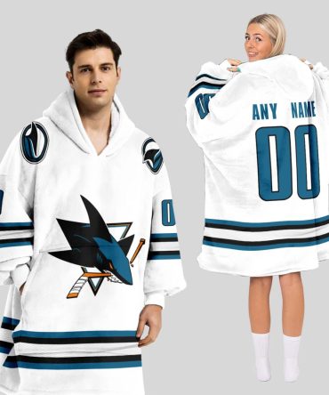 San Jose Sharks Blanket Hoodie Custom Name And Number
