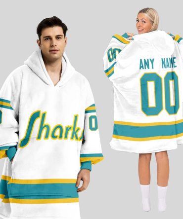 San Jose Sharks Blanket Hoodie Custom Name And Number