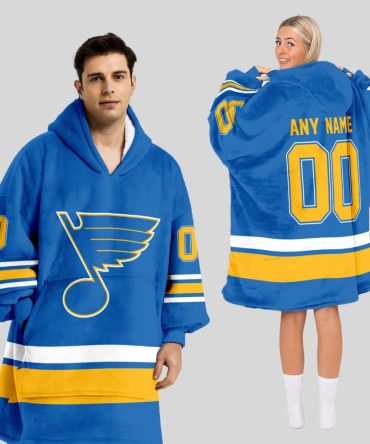 St. Louis Blues Blanket Hoodie Custom Name And Number