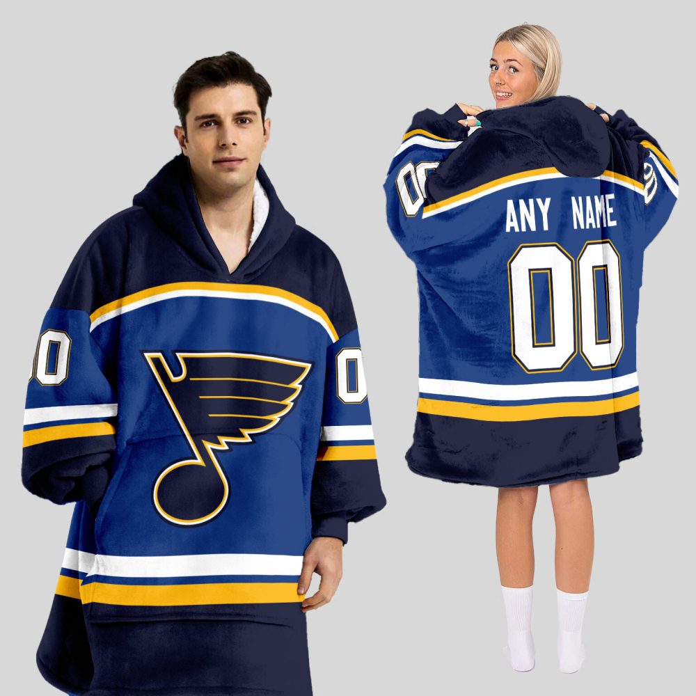 St. Louis Blues Blanket Hoodie Custom Name And Number