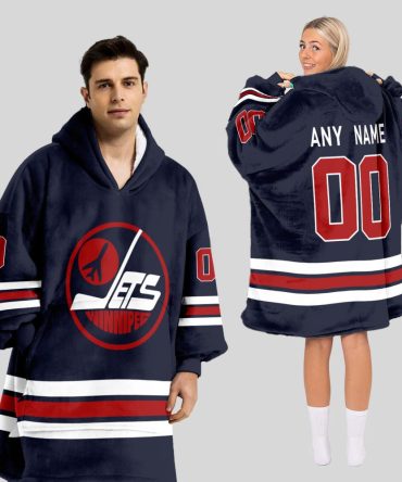 Winnipeg Jets Blanket Hoodie Custom Name And Number