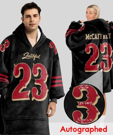 Autographed C.M 23 San Francisco Football Unisex Blanket Hoodie