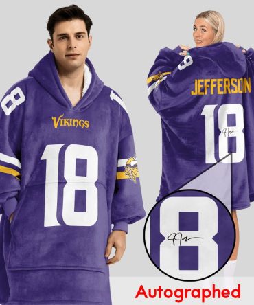 Autographed J.J 18 Minnesota Football Unisex Blanket Hoodie