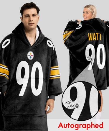Autographed T.J.W 90 Pittsburgh Football Unisex Blanket Hoodie