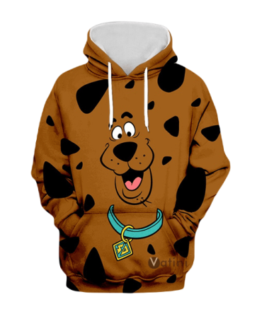 Scooby Doo Hoodie Scooby Doo Face Fur Pattern T-Shirt Brown Unisex