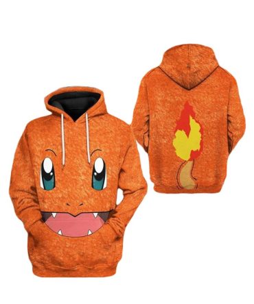 Pkm Hoodie Pokemon Charmander Costume Hoodie Orange Unisex