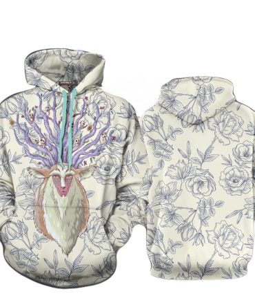 Sghibli Hoodie Princess Mononoke Forest Spirit Hoodie White Unisex