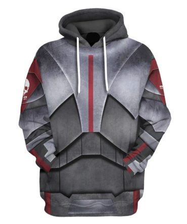 Star Wars Hoodie The Bad Batch Armor Costume Star Wars Cosplay T-Shirt Gray Silver Unisex Adults