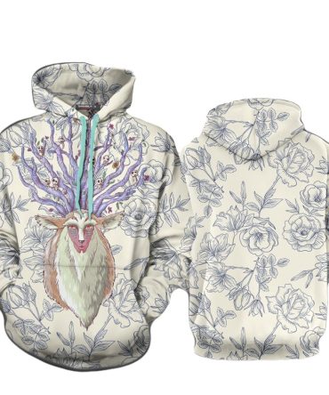 Sghibli Hoodie Princess Mononoke Forest Spirit Hoodie White Unisex