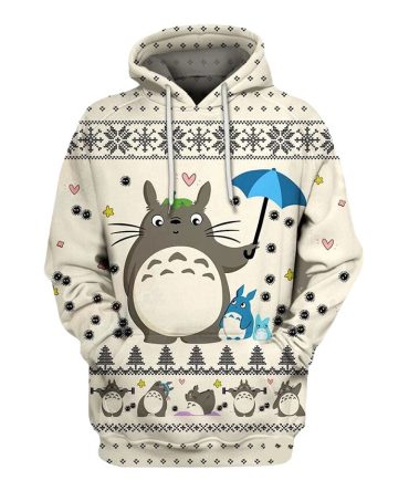 Sghibli Hoodie Totoro And Friends Snowflakes Hoodie Colorful Unisex