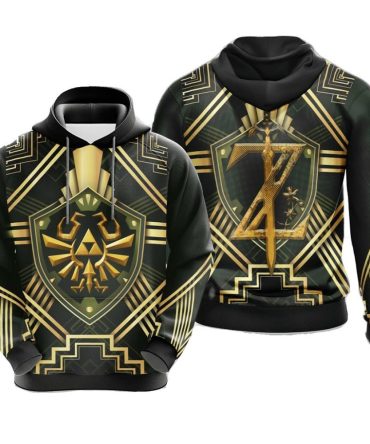 The Legend Of Zelda Hoodie The Royal Crest Master Star Warsord T-Shirt Green Gold Unisex