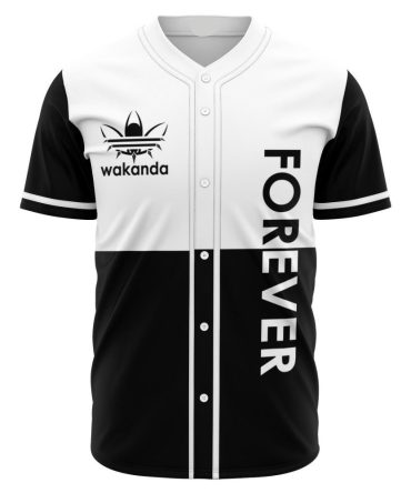 Black & White 'Forever' Baseball Jersey - Wakanda Style , Unisex Sport Shirt