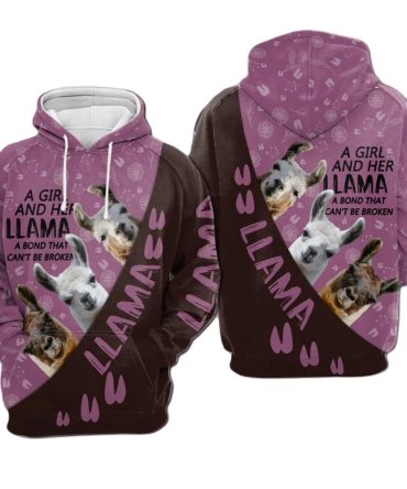 Llama Hoodie A Girl And Her Llama A Bond That Can'T Be Broken Hoodie Black Purple Unisex