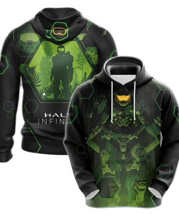 Halo Hoodie Halo Infinite Masterchief Silhouetee T-Shirt Black Green Unisex