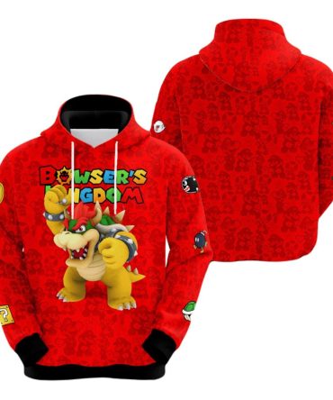Mario Hoodie Bowser'S Kingdom Mario Luigi Toad Pattern Hoodie Red Unisex
