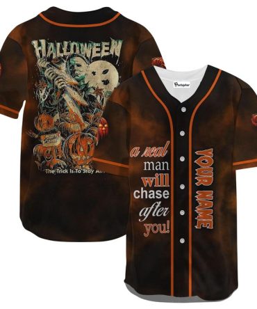 Custom Halloween Baseball Jersey - Spooky Pumpkin & Horror Design - Perfect For October Festivities