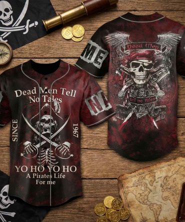 Custom Pirate Baseball Jersey - Personalized Name & Number - Dead Men Tell No Tales Design