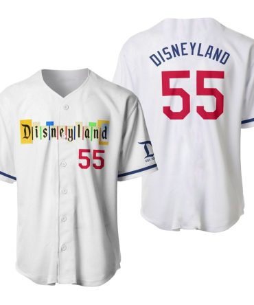 Disneyland Baseball Jersey – Vintage Style, Custom Number 55, Unisex White Tee