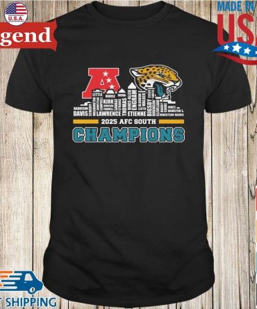 2025 Afc South Champions Jacksonville Jaguars Skyline Names Logo T-Shirt