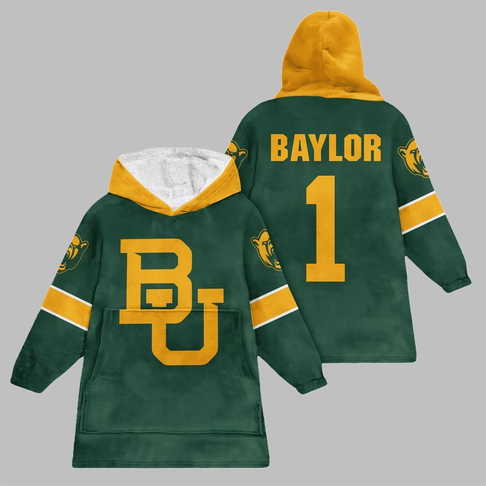 2025 Baylor 1 Baylor Football Blanket Hoodie